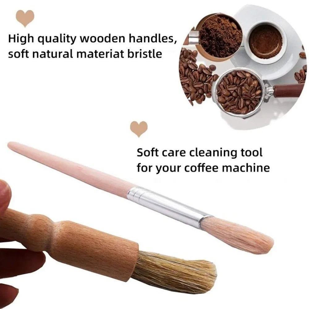Wooden Handle Coffee Machine Cleaning Brush Set – Nylon
