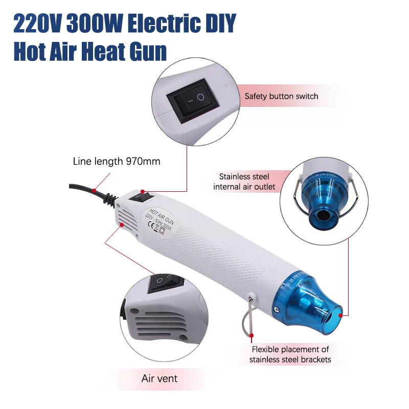 220V 300W Mini Hot Air Gun DIY Craft Tool with Stand