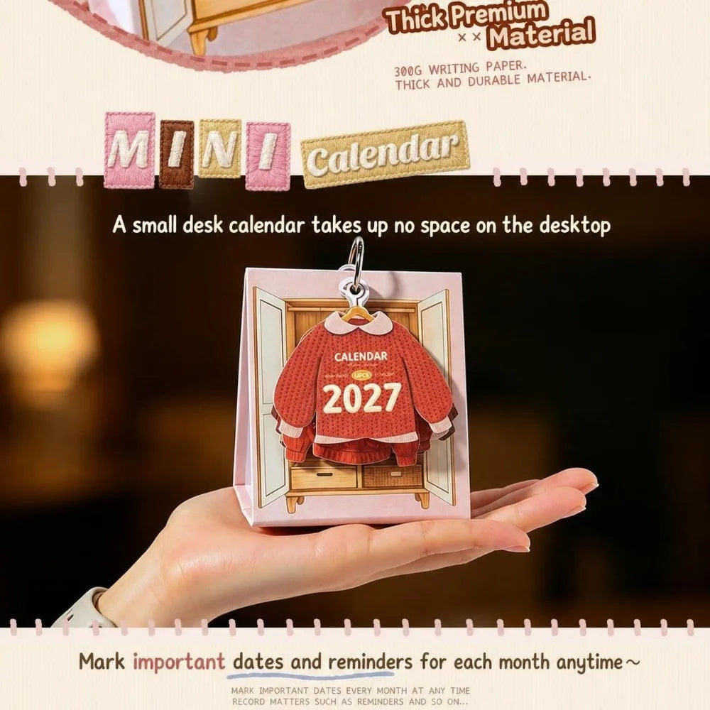 Mini 2027 Desk Calendar – Monthly Flip Table Calendar