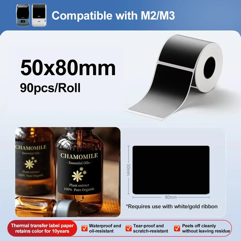 Niimbot M2/M3 Thermal Transfer Labels – White, Clear & Silver
