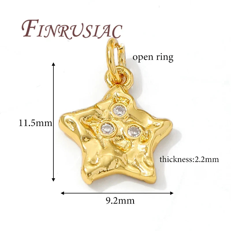 18K Gold Plated Star Charms for DIY Earrings & Necklace Pendants