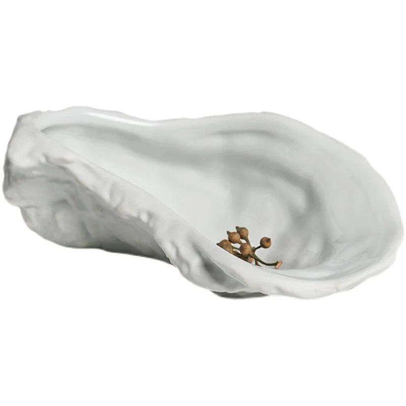 Oyster-Shaped Ceramic Dessert Plate | Snack & Fruit Tray