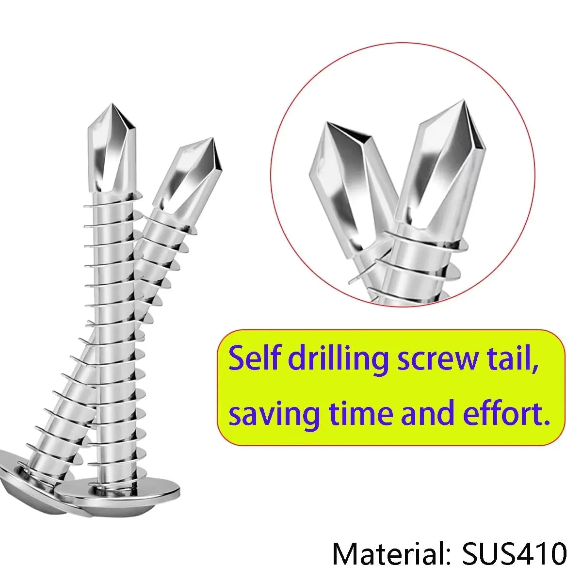 100PCS M4.2 Self-Tapping Screws 410 Stainless Steel Truss Head