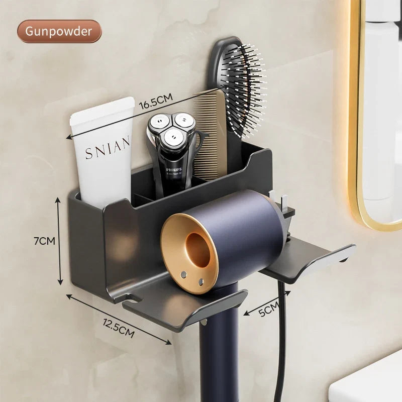 Wall Mounted Hair Dryer Holder – Bathroom Organizer