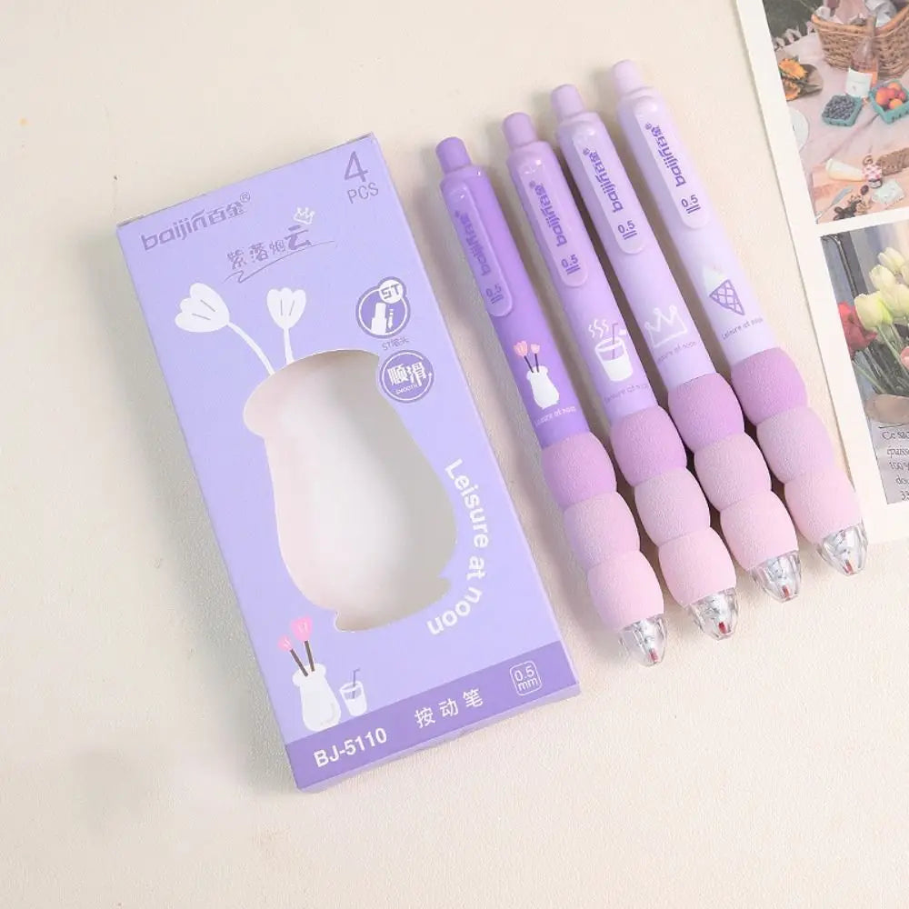 Soft Touch Gel Pens 0.5mm Black Ink – 4-Pack Set