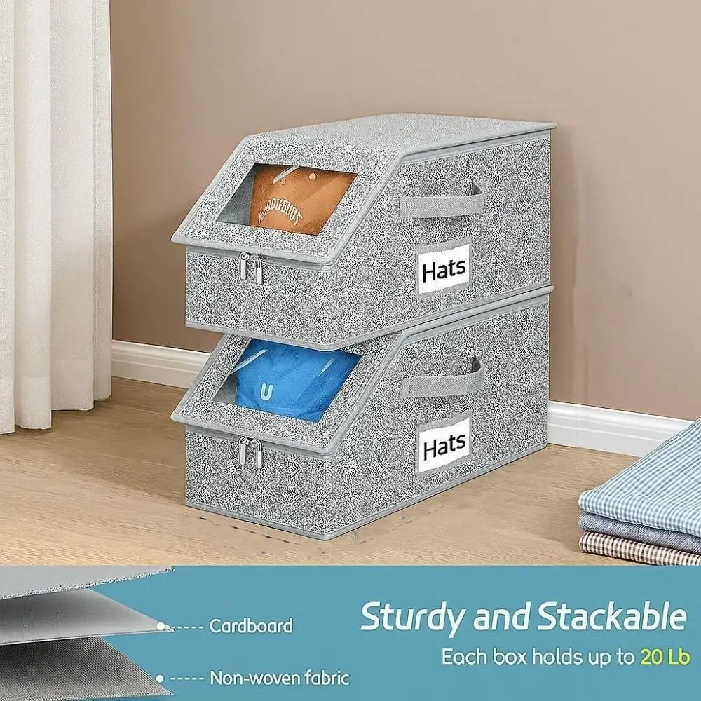 Zippered Hat Storage Box with Window – Foldable Cap Organizer
