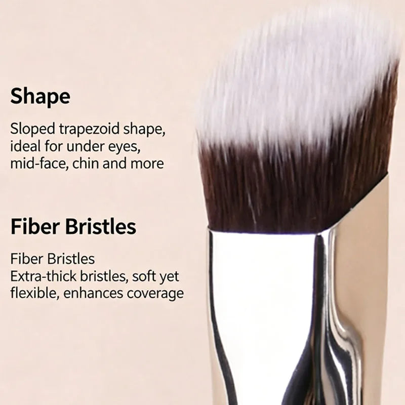 Sloped Trapezoid Foundation Brush – Wooden Handle Makeup Tool