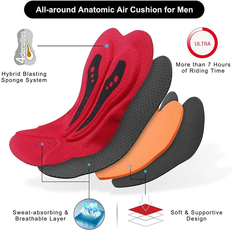 X-TIGER Men's 5D Padded Cycling Bib Shorts SPF 50+ MTB Road