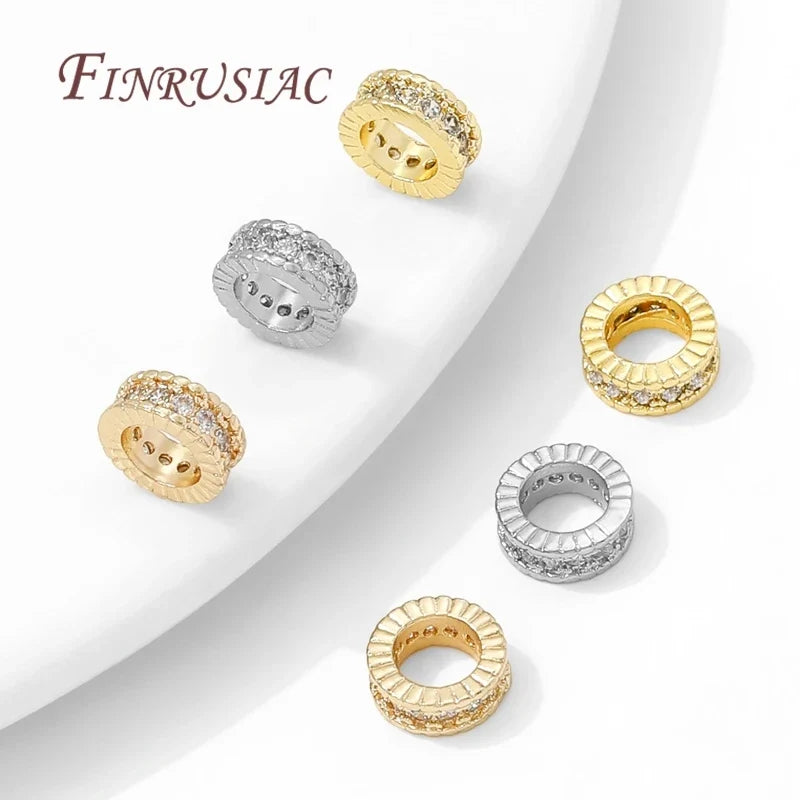 18K Gold Plated Zircon Round Spacer Beads 4mm 6mm 8mm – DIY