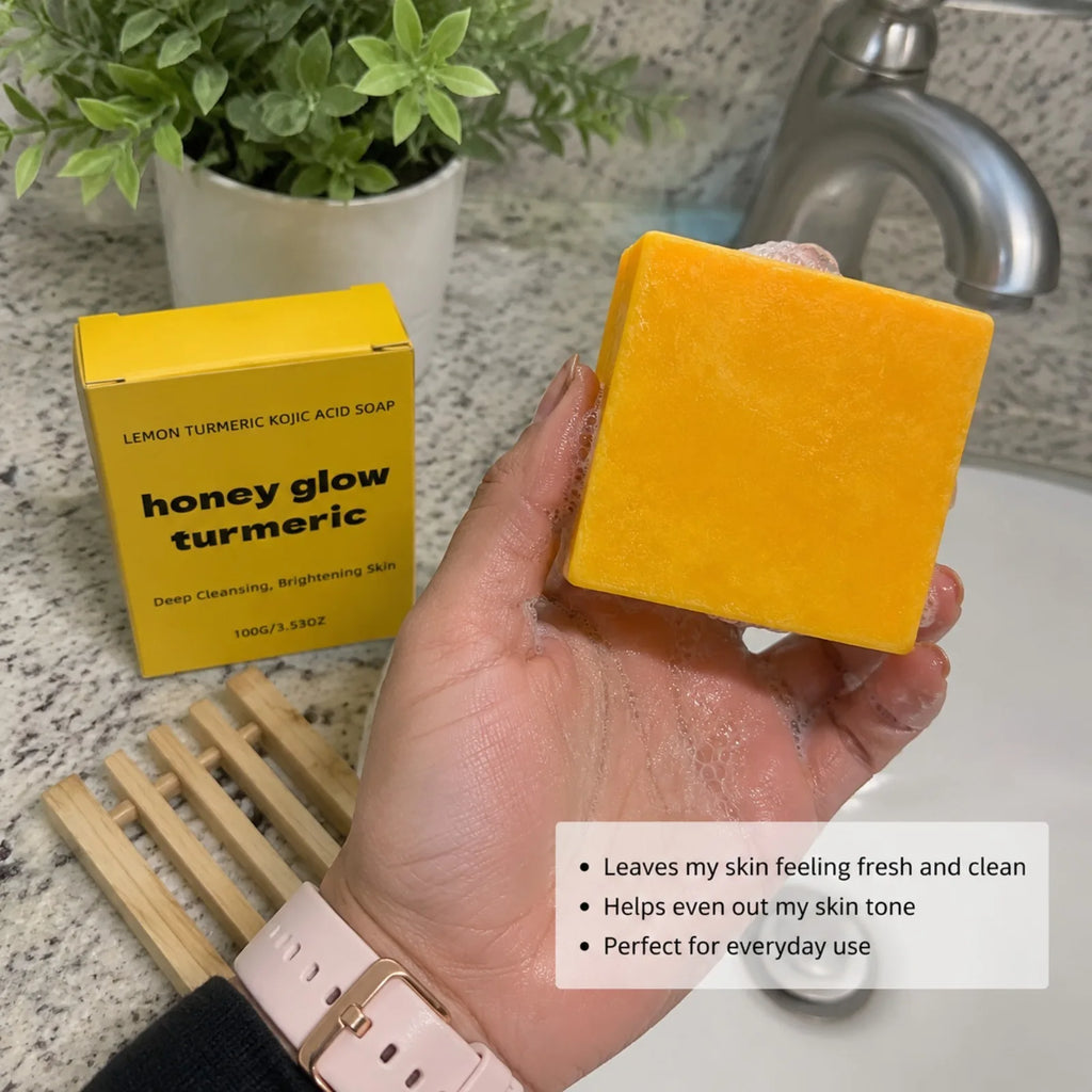 Turmeric Kojic Acid Bar Soap – Honey, Lemon Deep Cleanse