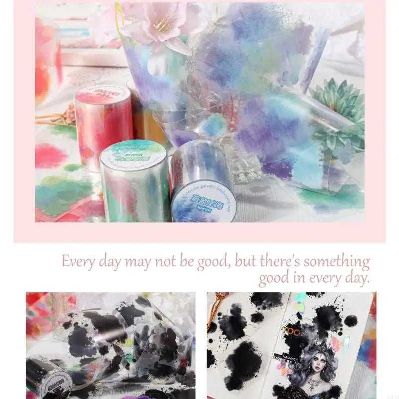 Watercolor PET Decorative Tape – Aesthetic Scrapbooking 50mm×2M