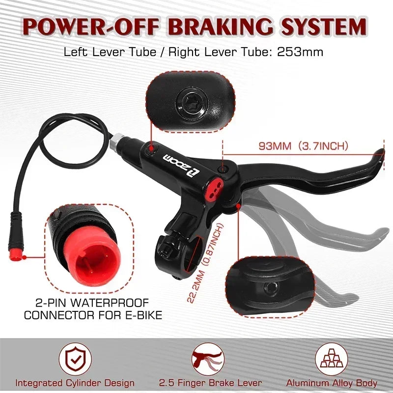 ZOOM 2-Piston Hydraulic Disc Brake Set MTB E-Bike 1100/1850mm