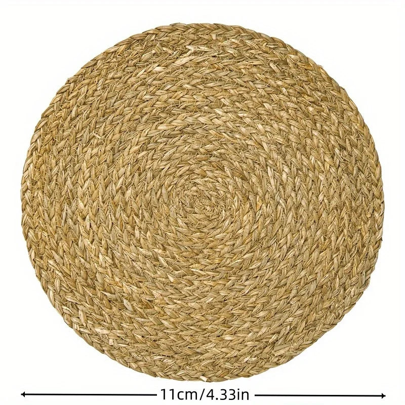 6-Pack Round Natural Woven Linen Placemats – Heat-Resistant