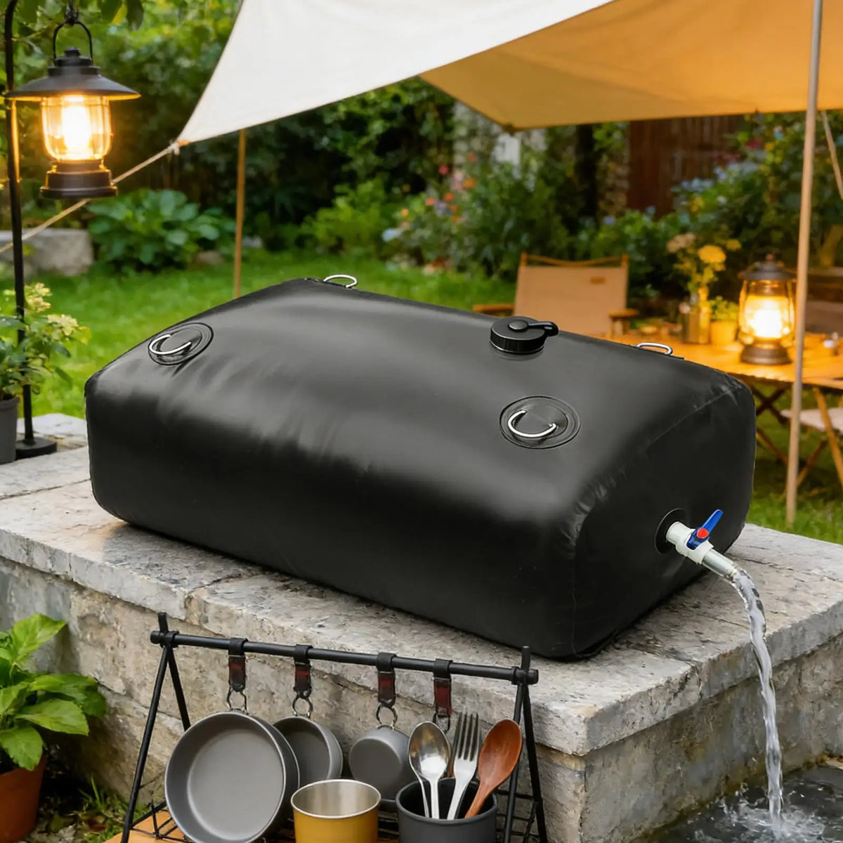 110L Folding Water Tank Reservoir Bag with Spigot | Camping RV