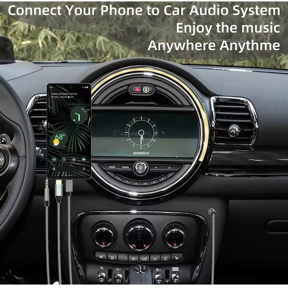 3-in-1 USB-C Lightning to 3.5mm Aux Audio Cable | Male to Male