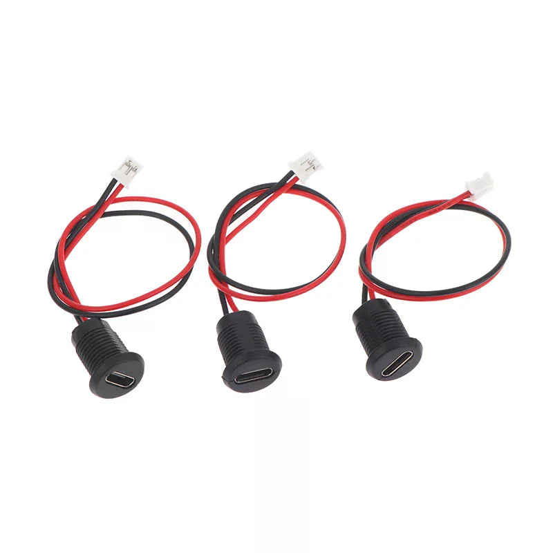 USB Type-C Female 2-Pin Charging Socket with Cap 5/8/10 Pack