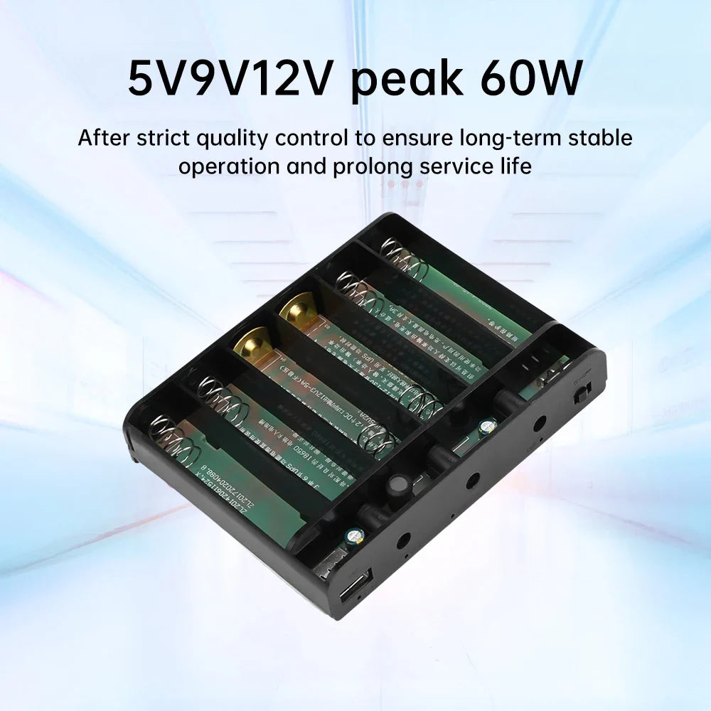 ANENG 6×18650 UPS Battery Box 60W – 5V/9V/12V Router Backup
