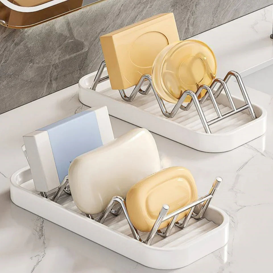 Wavy Stainless Steel Soap Dish with Removable Drip Tray