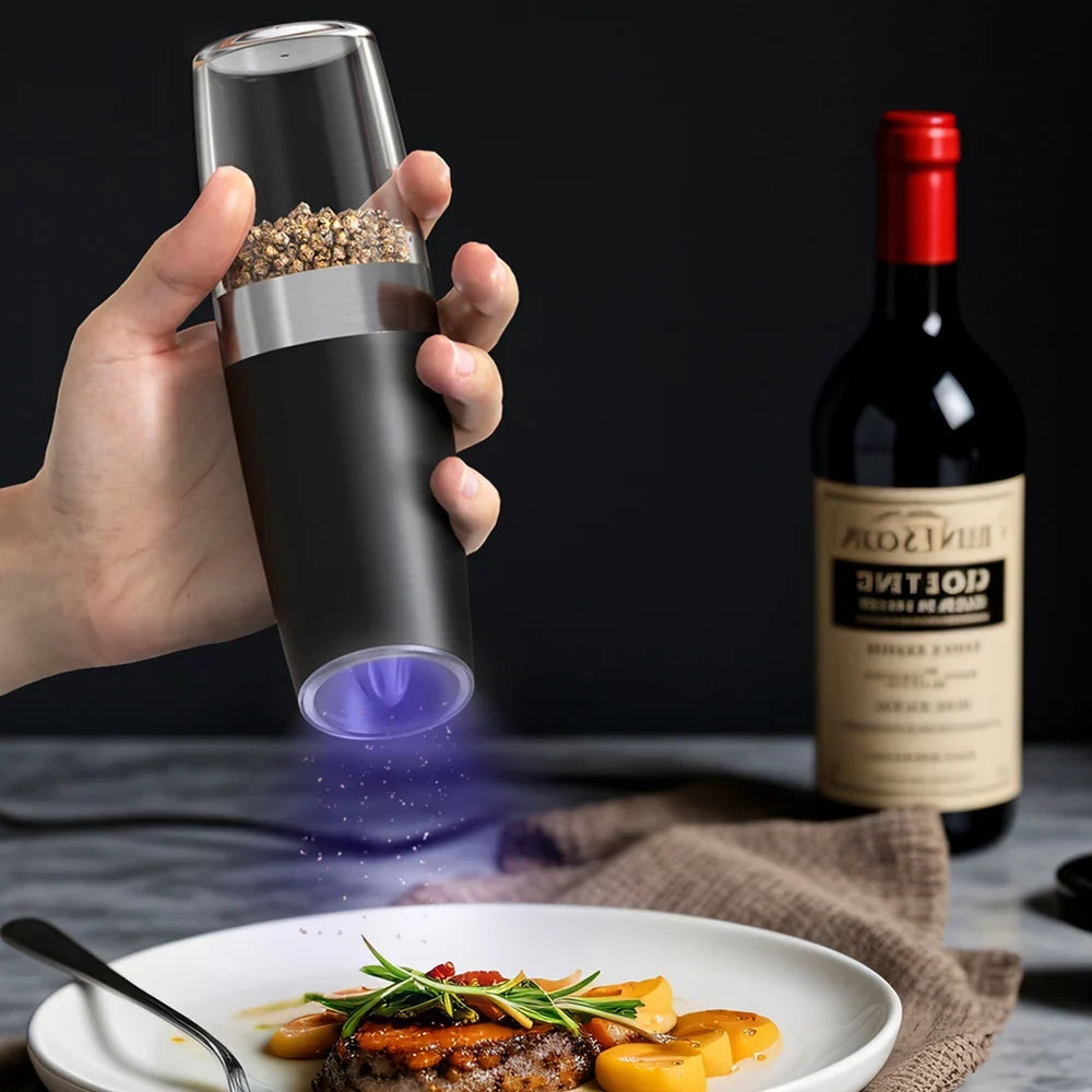 CLITON Electric Gravity Salt & Pepper Grinder Set | LED Mill