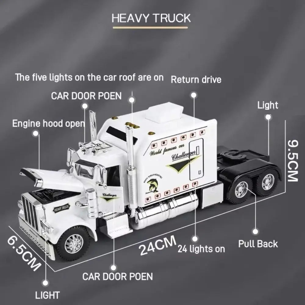 1:24 Diecast American Semi Truck Model with Sound & Light