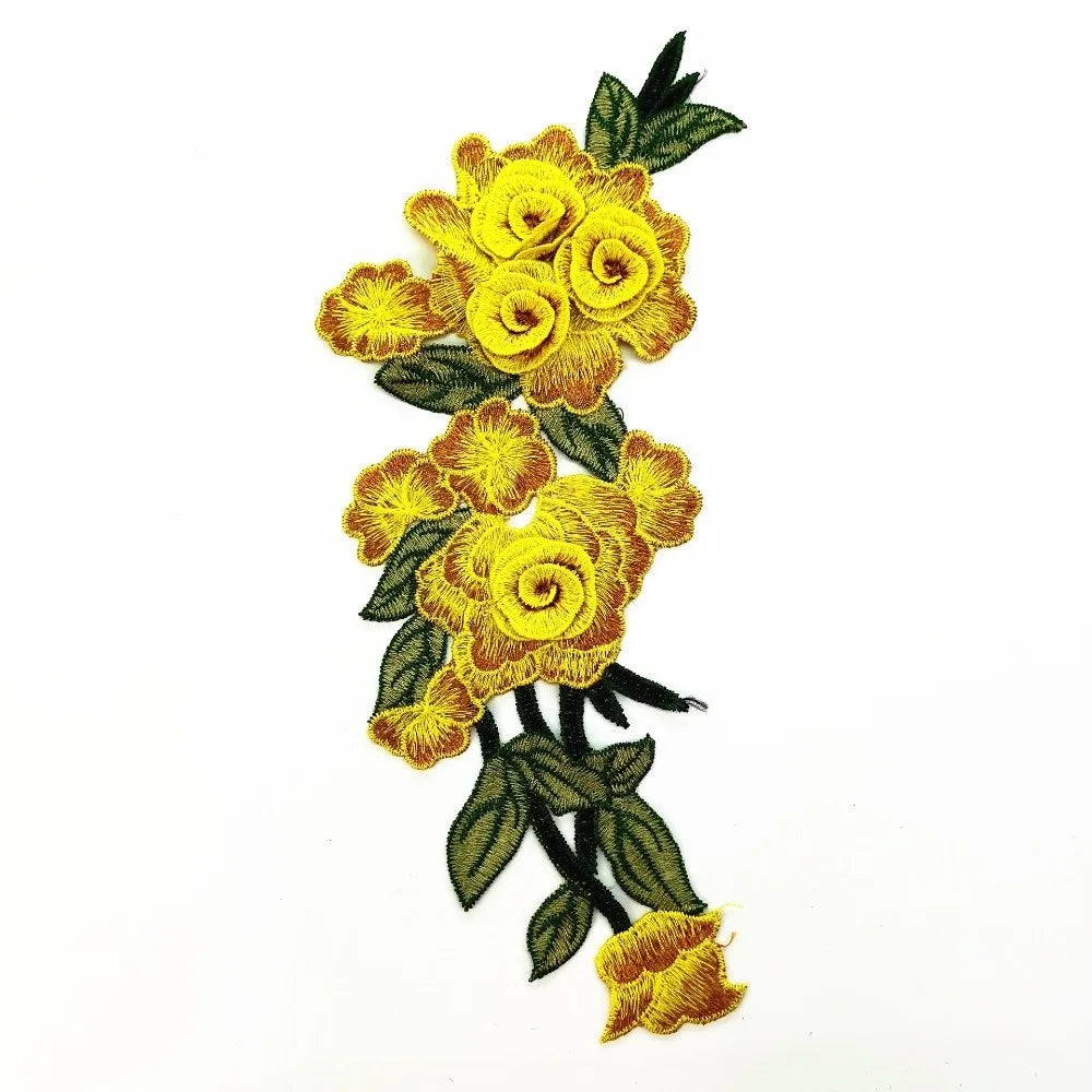 3D Embroidered Rose Flower Sew-On Patch – Ethnic Appliqué