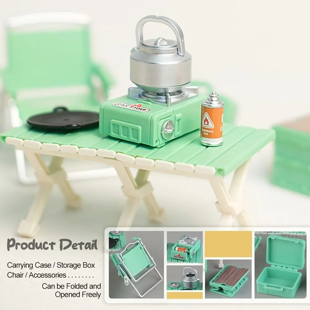 Miniature Camping Set 8pc – Fairy Garden Dollhouse Decor