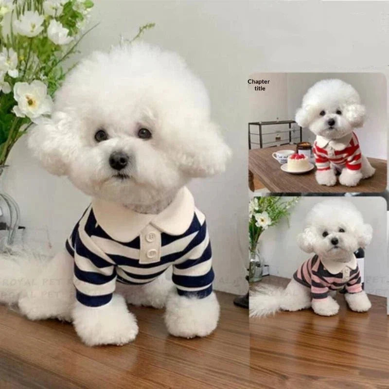 Striped Dog & Cat Shirt – Soft Polyester Pet Pullover S–2XL