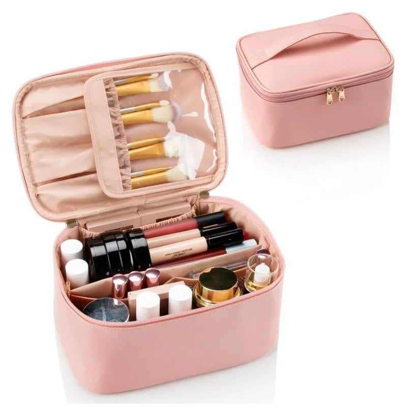 PU Leather Makeup Brush Bag – Large Cosmetic Organizer