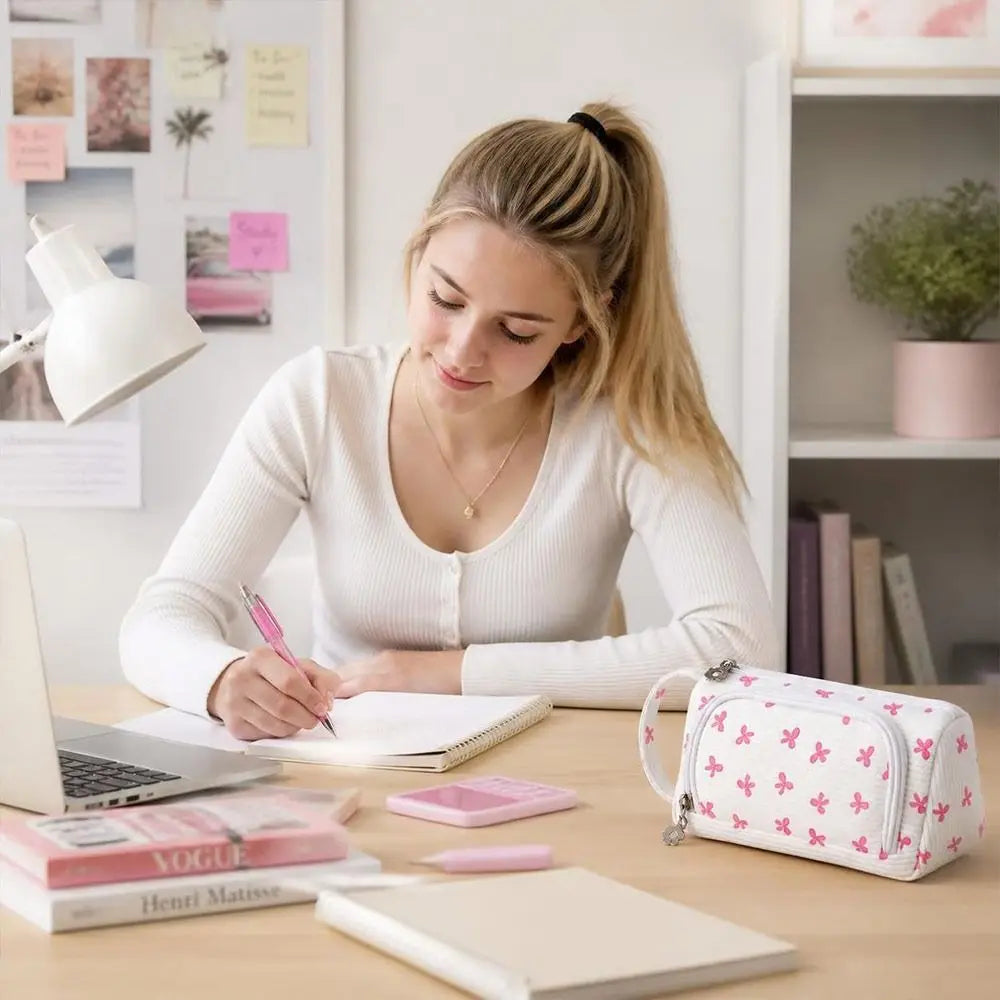 Large Canvas Pencil Case – Big Capacity Stationery Pouch