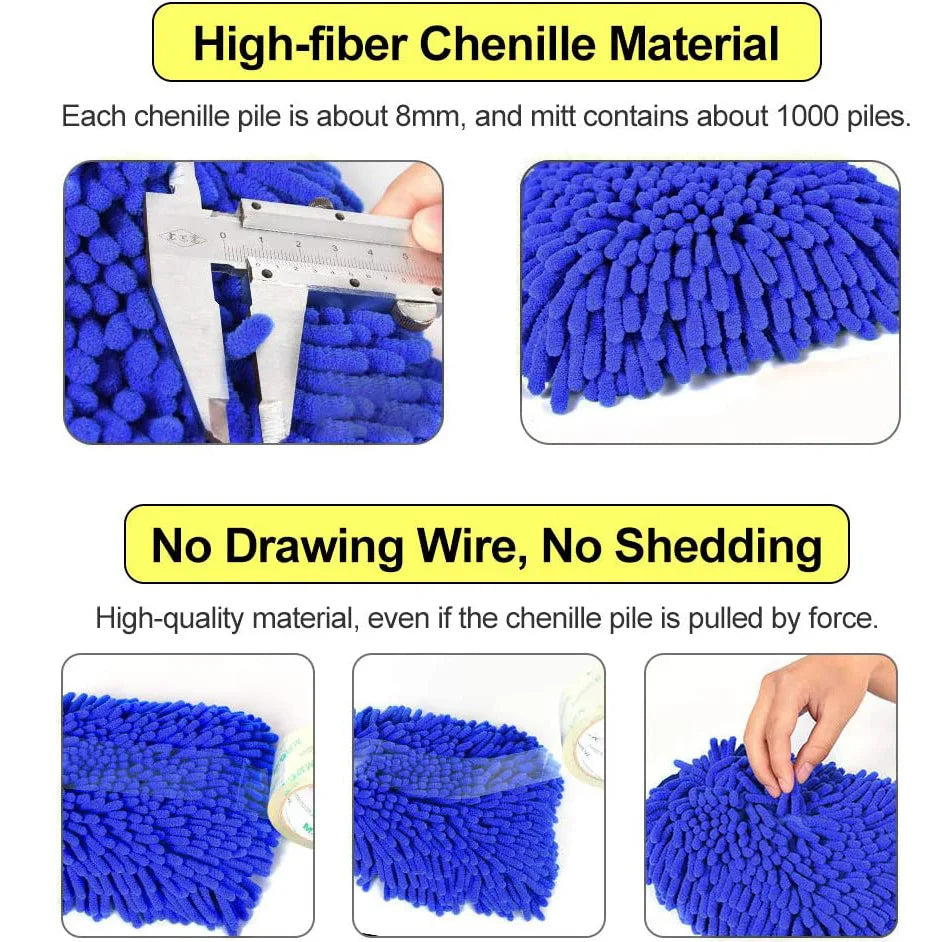 Chenille Car Wash Mitt – Scratch-Free Microfiber Detailing Glove