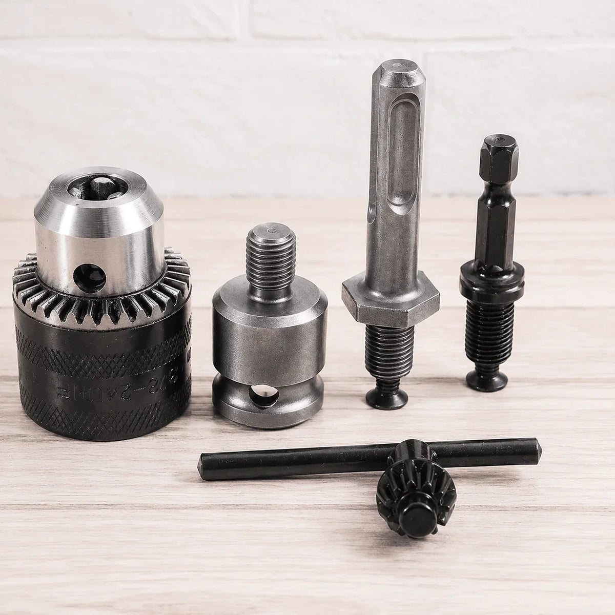 Keyless Drill Chuck Adapter 5-Pc Kit | 1/4 Hex & SDS Plus