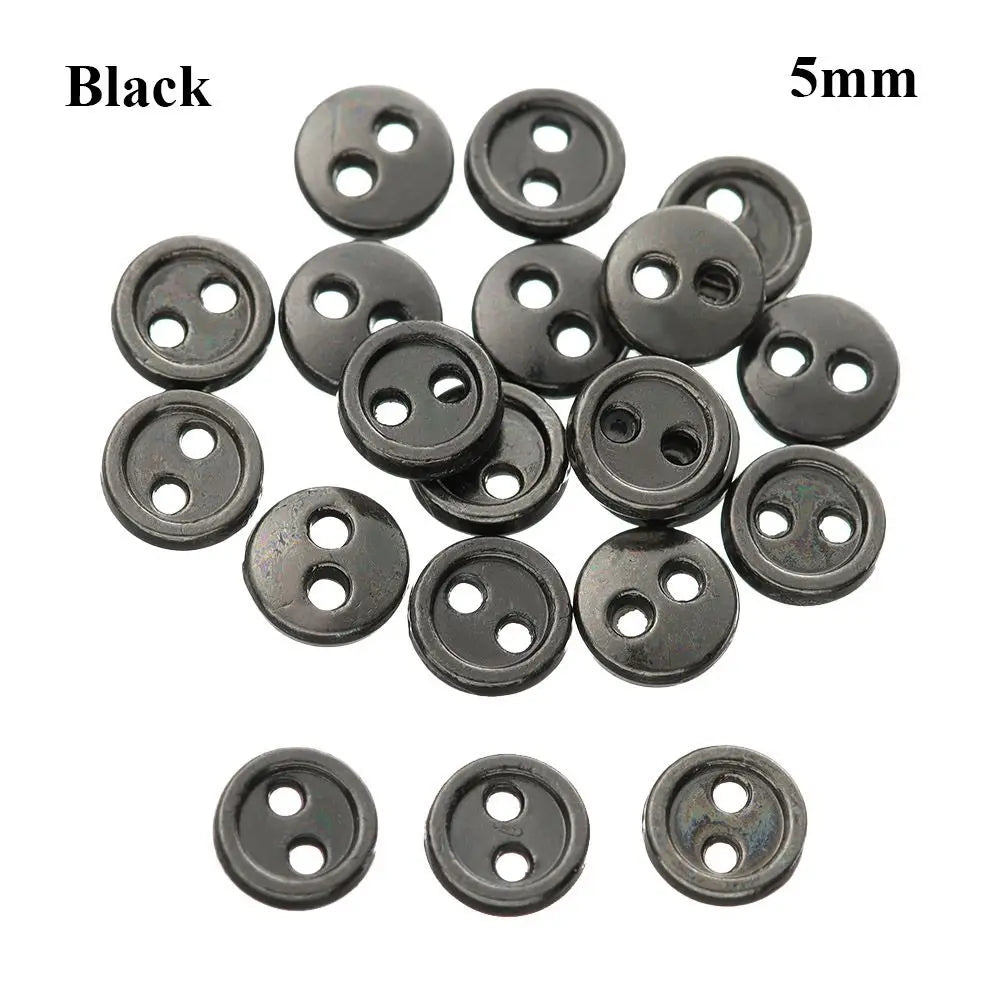 Mini Metal Buttons 20pcs – Two-Hole Doll Clothes Buckles 5–6mm