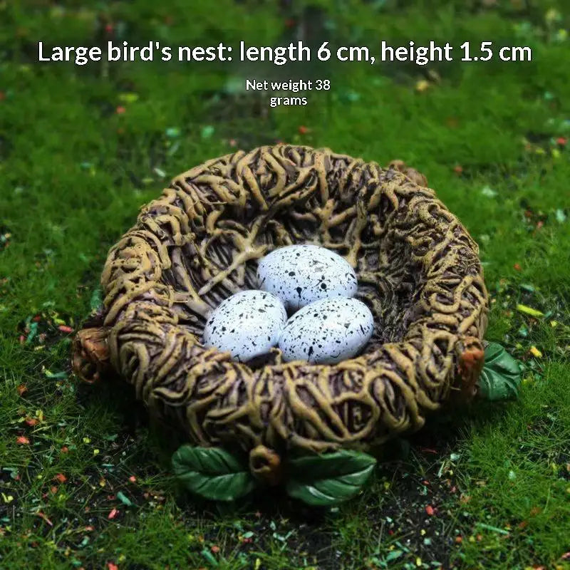 Resin Bird & Nest Figurine Set – Fairy Garden Micro Landscape
