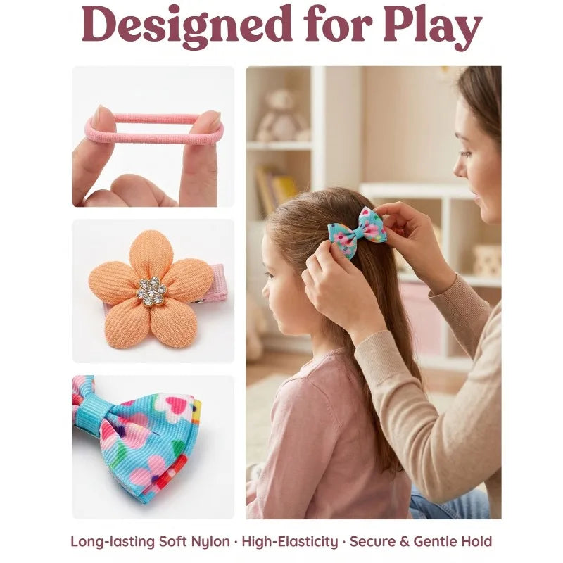 Girls Bow Hair Accessories Set – Colorful Princess Gift