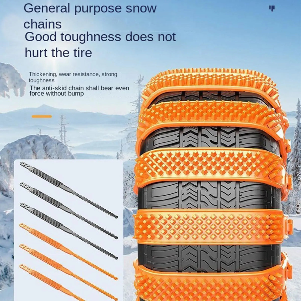Snow Tire Straps 10-Pack | Anti-Skid Zip Tie Chains for All Vehicles