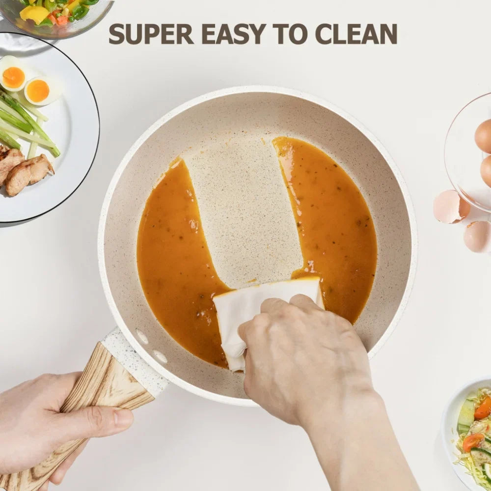 MICHELANGELO Granite Nonstick Saucepan Set with Lids – 3 Piece