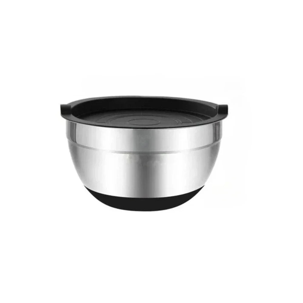 Stainless Steel Mixing Bowls with Airtight Lids & Silicone Base