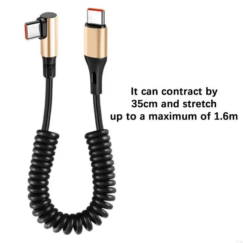 240W USB-C Coiled Spring Cable – Fast Charging Compact Head