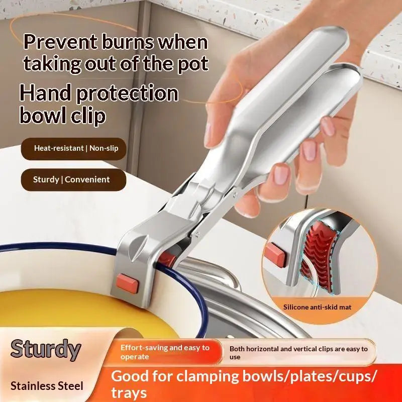 Stainless Steel Bowl & Pot Gripper – Anti-Scald Kitchen Tool