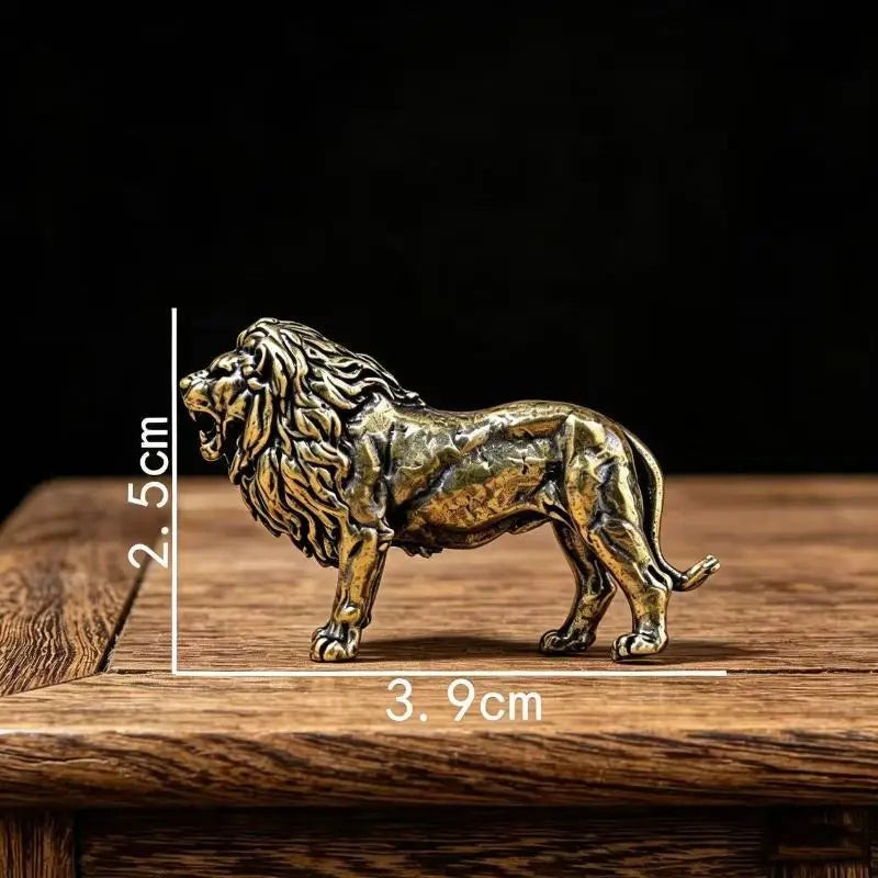 Brass Lion Figurine Antique Finish – Home & Office Desk Decor