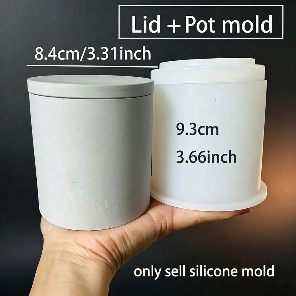 Silicone Candle Jar Mold with Lid | Round Concrete Craft Mould