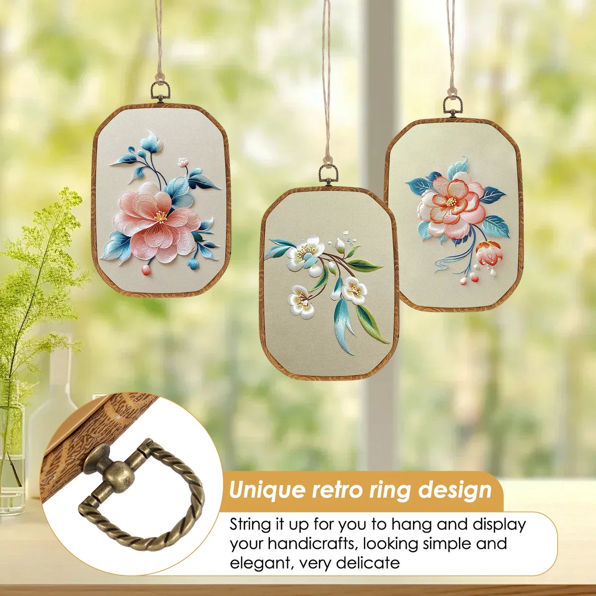 3-Piece Embroidery Hoops Set – Retro Cross Stitch & Display Hoops