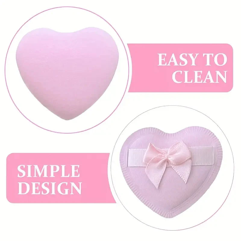 6-Pack Heart-Shaped Makeup Sponge Puffs – Dry & Wet Use