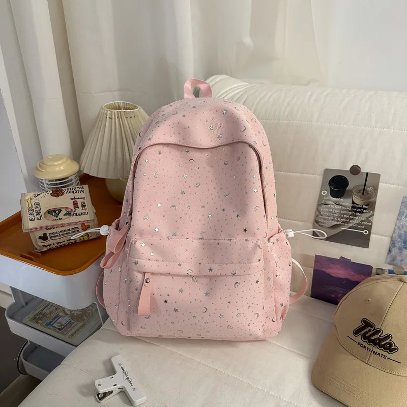 Korean Star & Moon Lightweight Campus Backpack 20–35L