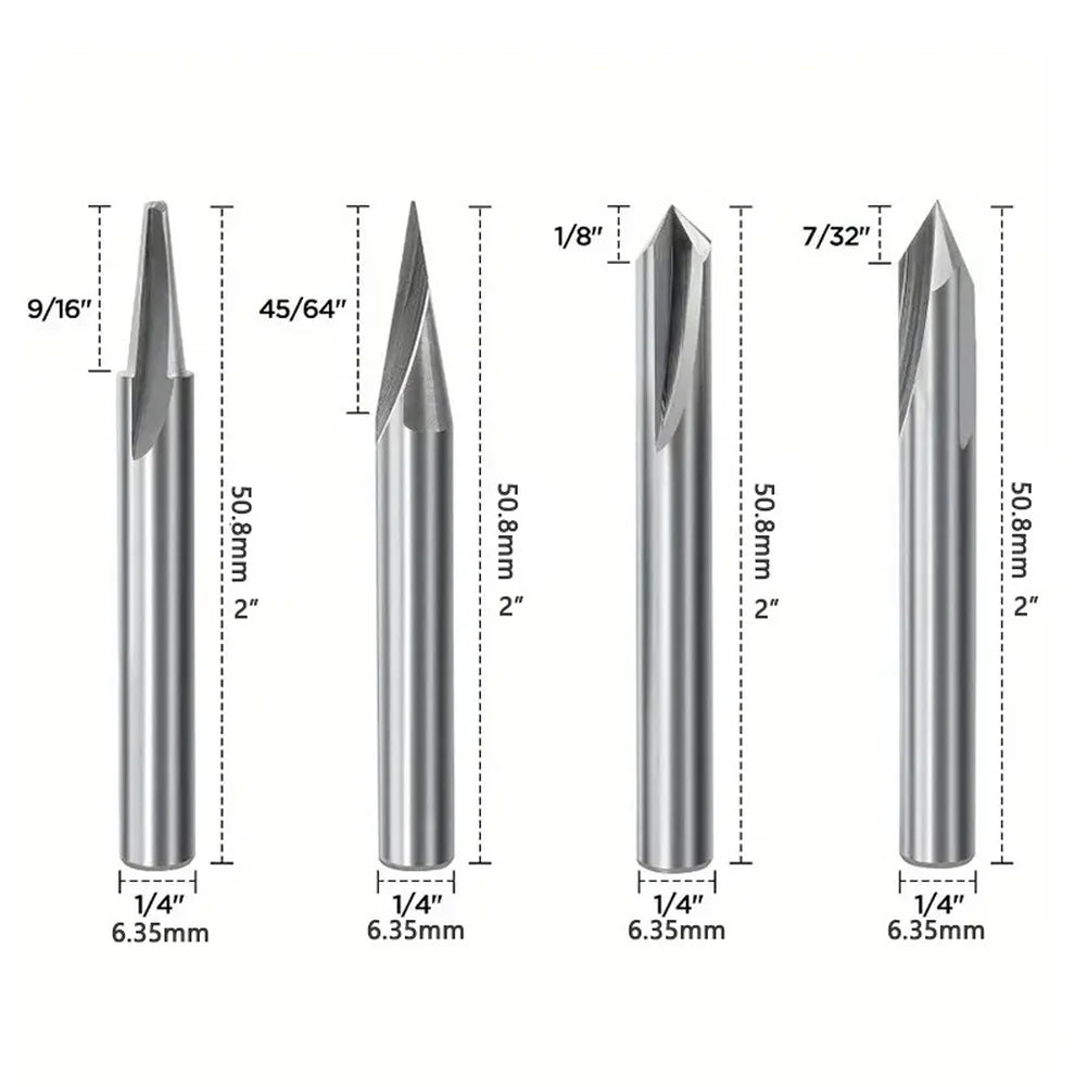 V-Shape CNC Engraving Bit Set – Wood, Acrylic, MDF Router Bits