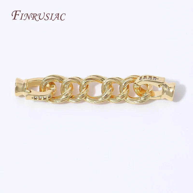 18K Gold Plated Twisted Rope Crystal Rhinestone Jewelry Clasp
