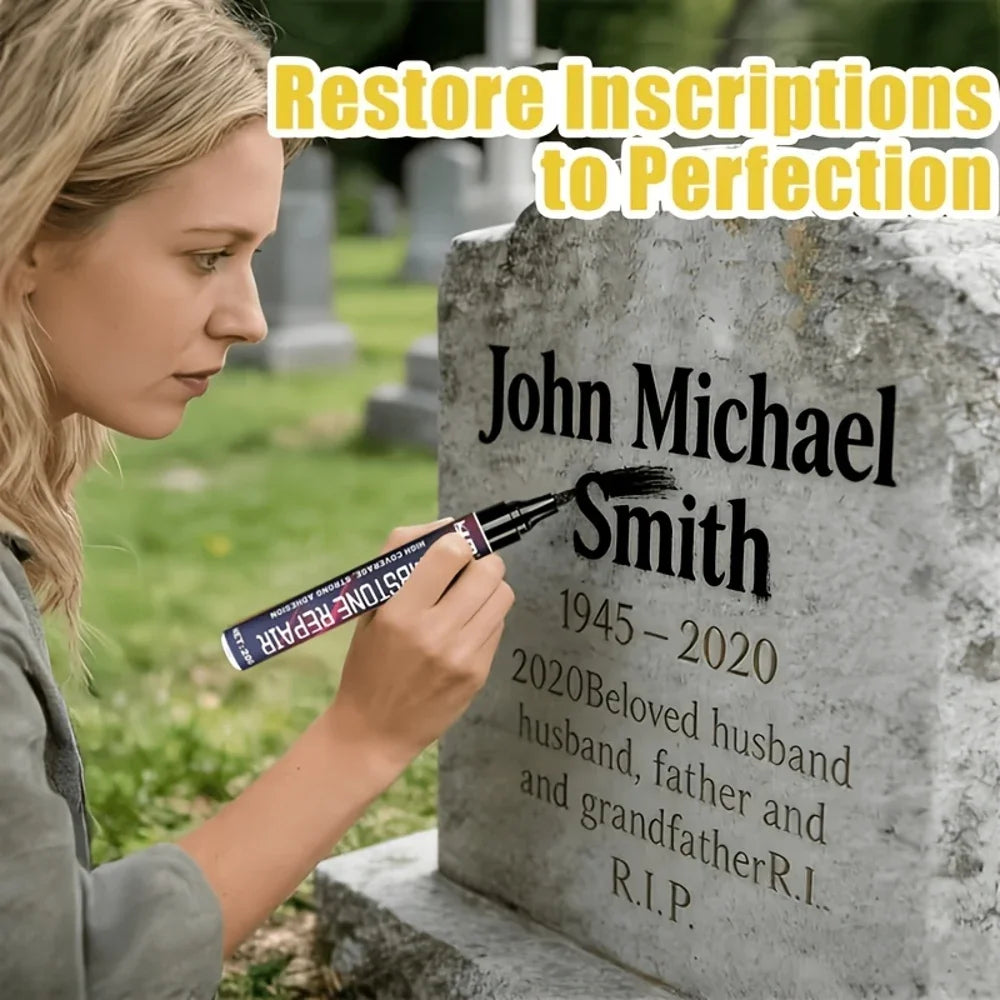 Black Tombstone Restoration Pen – Fade-Resistant Color Replenishment