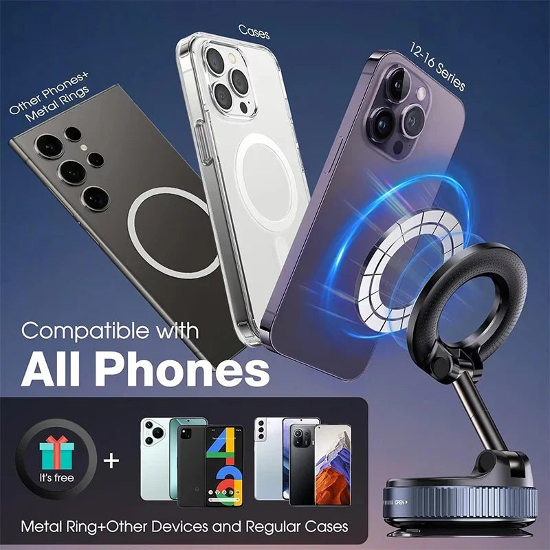 Foldable Magnetic Car Phone Holder – 360° Universal Mount