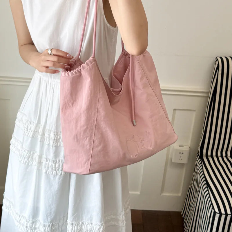 Korean Canvas Tote Bag – Large Women's Commuter Shoulder Bag