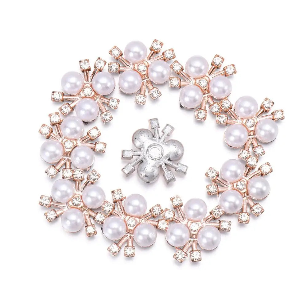 10PCS Pearl Flower Rhinestone Buttons – DIY Sewing Embellishments